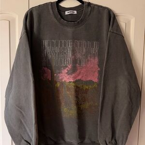 Daydreamer Charcoal Crewneck with Pink and Olive “Western Beauty” Graphic